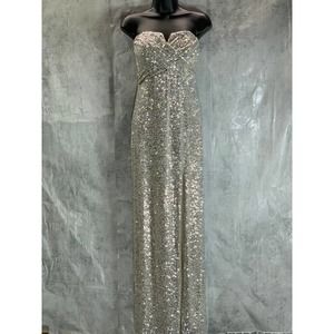 AIDAN By AIDAN MATTOX Women's Gold Sequin Embellished Strapless Split V-Neck